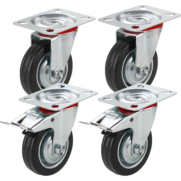 Baumarktic Schwerlastrolle 4 Lenkrollen, davon 2 mit Bremse, Ø 5, 7,5 oder 10 cm, (4er Set)