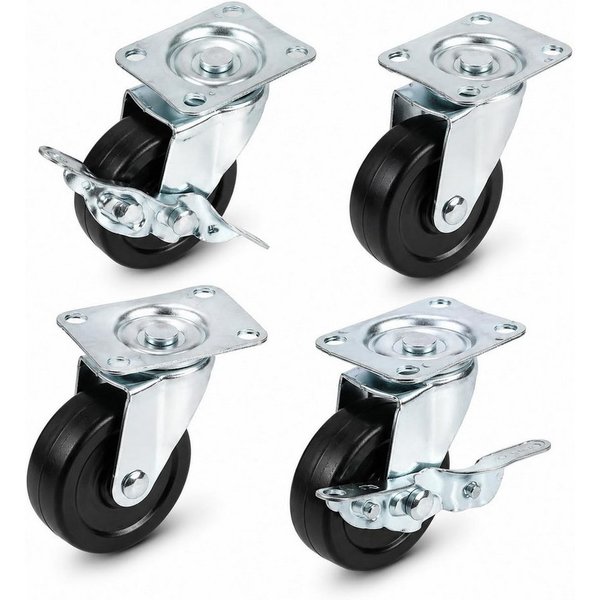 Baumarktic Schwerlastrolle 4 Lenkrollen, davon 2 mit Bremse, Ø 5, 7,5 oder 10 cm, (4er Set)