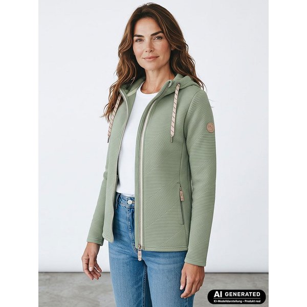 Baumfuchs Strickfleecejacke Damen Strickfleecejacke 3D-Streifendesign - Fleecejacke mit Kapuze Kapuze mit Jerseyfutter, Kordeln mit Labelprint, Reißverschlussta