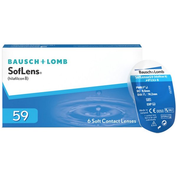 BAUSCH + LOMB Monatslinsen SofLens 59, sphärische Kontaktlinsen, weich, 6 Stück, BC 8.6 mm / DIA 14.2