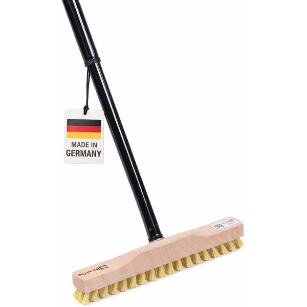BawiTec Reinigungsbürste Rheinischer Wischer mit Stiel Haushalt Schrubber Stiel Bodenwischer, Innenbereich, Aussenbereich, schmale form