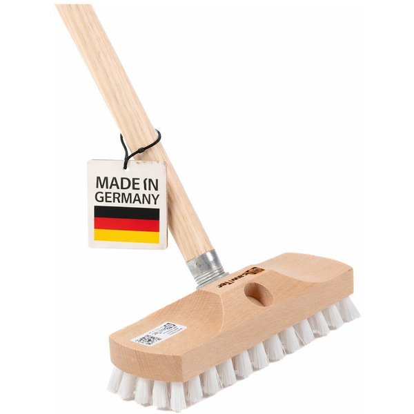 BawiTec Reinigungsbürste Universal Schrubber mit Stiel Bodenschrubber Holzstiel Teleskopstiel, Fliesen, Holzböden, Steinböden, Garagenböden, Keramik, (1-tlg), k