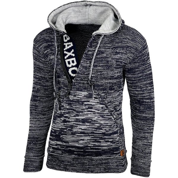 Baxboy Strickpullover Herren Winter Kapuzenpullover Kapuzenjacke mit Reißverschluss 277