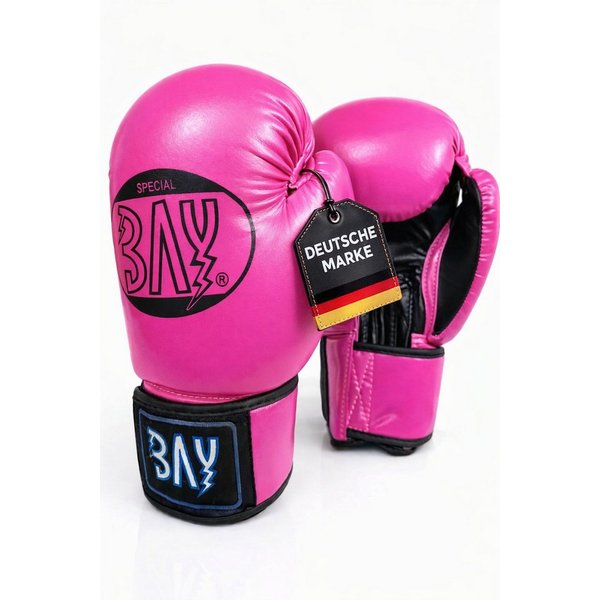 BAY-Sports Boxhandschuhe Future Box-Handschuhe pink schwarz rosa Boxen Kickboxen Damen Kinder (Paar), Damen, Frauen, Mädchen, Kunstleder, Klett, geformtes Schau