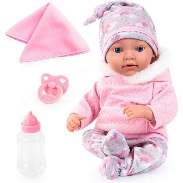 Bayer Babypuppe Reborn Baby, 38 cm Regenbogenmuster (4-tlg)