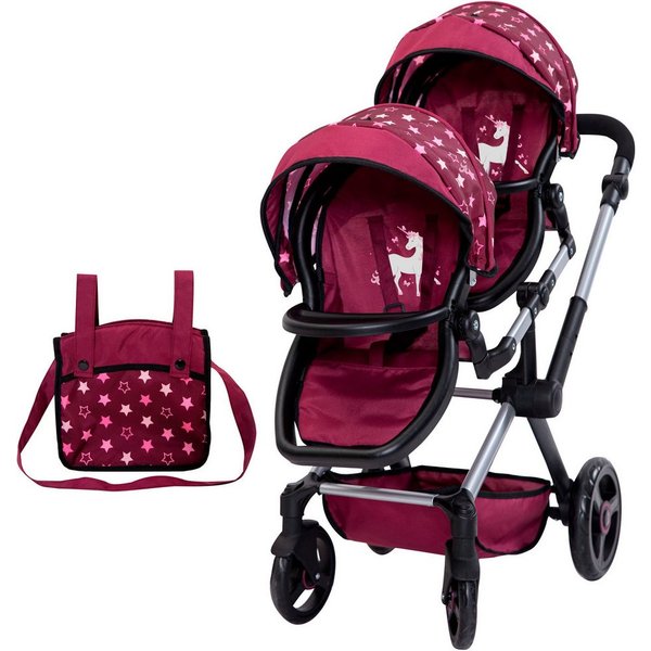 Bayer Puppen-Zwillingsbuggy Xeo Twin, mit Wickeltasche