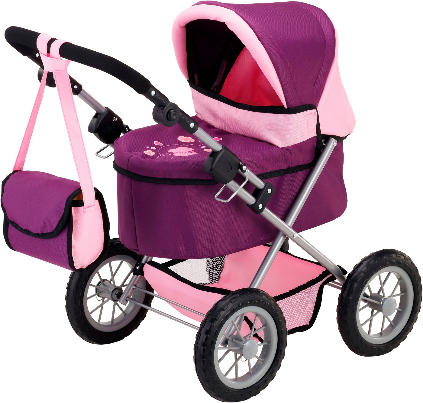 Bayer Puppenwagen Trendy, (3-tlg), inklusive Puppen-Reisebett und Umhängetasche – Bild 2 von 5