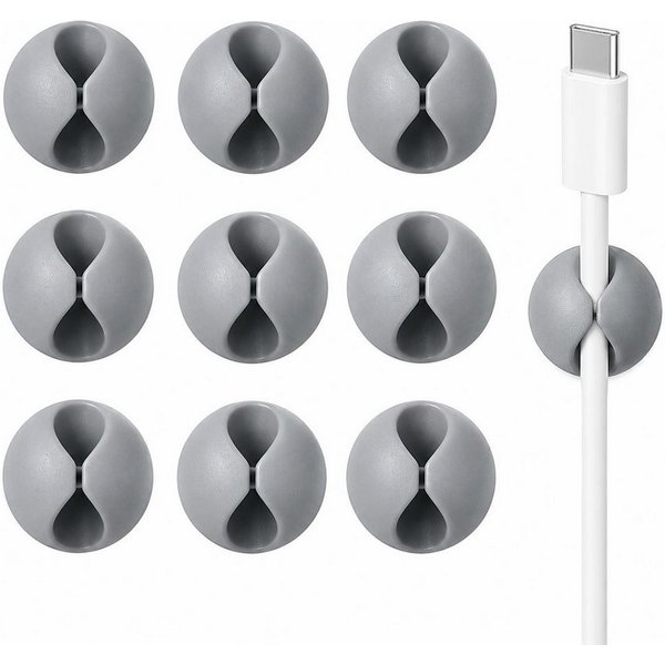BAYLI Kabelbinder 10er Set Kabelklemmen Selbstklebend Grau Kabelhalter Kabelclips Kabelf