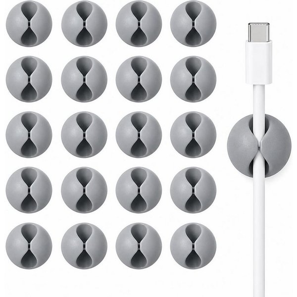 BAYLI Kabelbinder 20x Kabelklemmen Selbstklebend Grau Kabelhalter Kabelclips Kabelführun