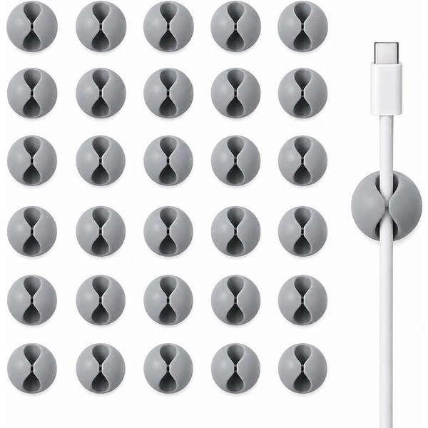 BAYLI Kabelbinder 30er Set Kabelklemmen Selbstklebend Grau Kabelhalter Kabelclips Kabelf