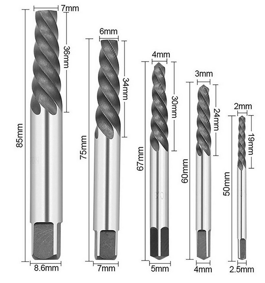 BAYLI Multitool Beschädigte Schraubenausdreher Satz 10-tlg., Speed Out Linksausdreher – Bild 2 von 5