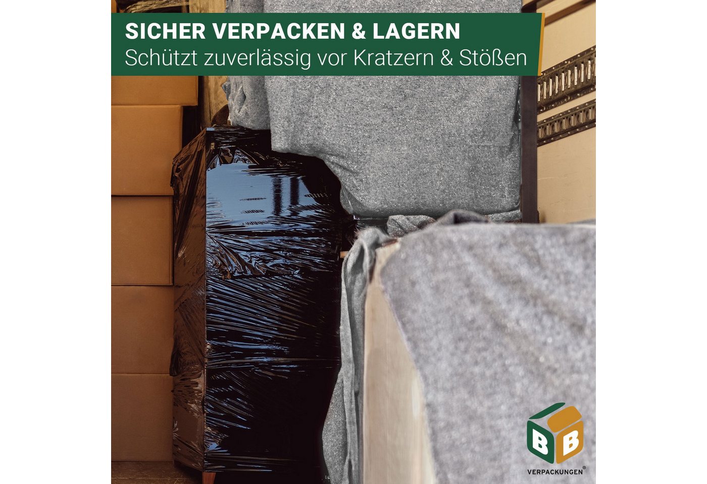 BB-Verpackungen Malervlies Packdecken Umzugsdecken, (5-St), 1,40 x 2,10 m, strapazierfähig, langlebige Möbeldecken – Bild 3 von 5