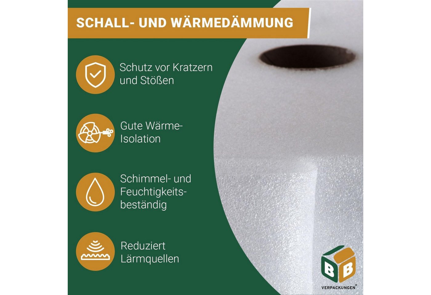 BB-Verpackungen Trittschalldämmfolie Trittschalldämmung 2 mm PE-Schaumfolie, 2 mm Stärke, 50 m² – Bild 3 von 5