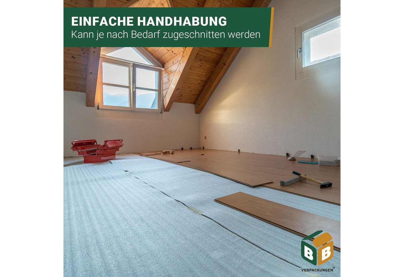 BB-Verpackungen Trittschalldämmfolie Trittschalldämmung 2 mm PE-Schaumfolie, 2 mm Stärke, 50 m² – Bild 5 von 5
