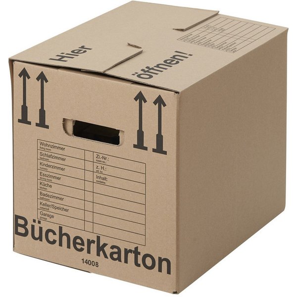 BB-Verpackungen Umzugskarton Bücherkarton Compact, 2-wellig, 40kg Traglast, 400 mm x 318 mm x 328 mm