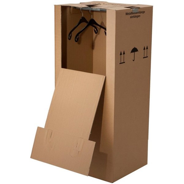 BB-Verpackungen Umzugskarton Kleiderbox, 2-wellig, 40kg Traglast, 600 mm x 510 mm x 1350 mm