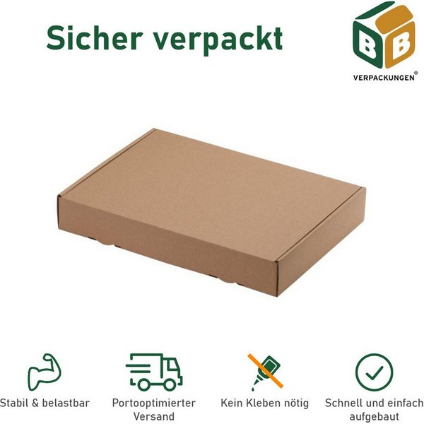 BB-Verpackungen Versandkarton Maxibriefkarton DIN A4, 319 mm x 225 mm x 50 mm, 25 Stück