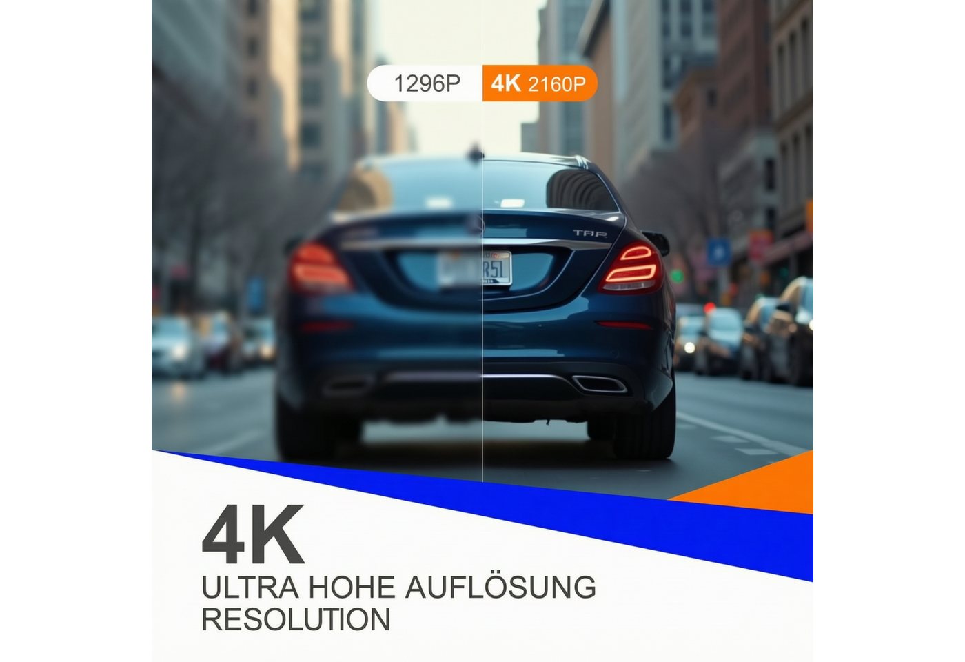 BBG 4K Dashcam mit WLAN & GPS, Front- und Rückkamera 4K+1080P Dashcam (4K UHD, Full HD, 3.16 Zoll IPS Display, WDR Nachtsicht, 170° Weitwinkel, App-Steuerung, L – Bild 4 von 5