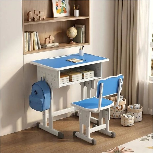 BBG Kinderschreibtisch Höhenverstellbares Kinder Schreibtisch Set mit Stuhl (Ergonomischer Lerntisch 60x40 cm, 4-Stufen Höhenverstellung, Ein Tisch, ein Stuhl),