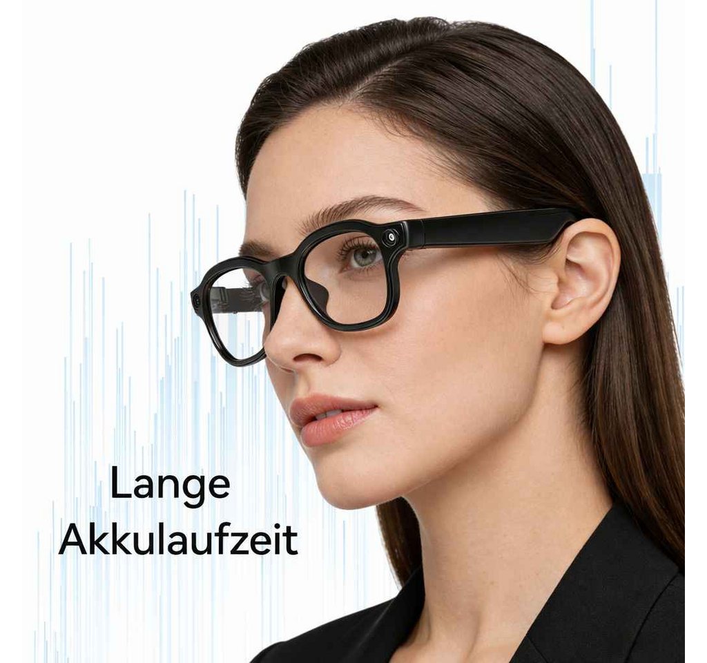 BBG LED-Brille Smart Glasses mit 8MP Kamera, Bluetooth 5.4, AI-Sprachassistent Open-Ear Audio, Wechselgläser, kabelloses Laden, für Android & iOS – Bild 2 von 5