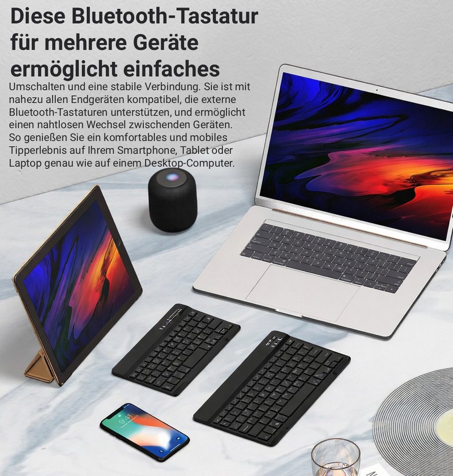 BBG RGB Bluetooth Tastatur mit Maus Set, Kabellos, Wiederaufladbar Ultra-Slim-Bluetooth-Tastatur (Leise Beleuchtet, Multi-Device, Deutsches Layout QWERTZ) – Bild 3 von 5