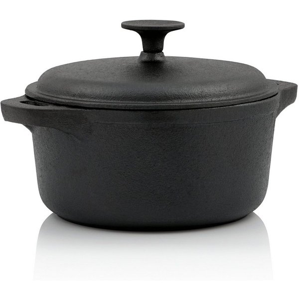 BBQ-Toro Bräter Gusseisen Cocotte, 4 Liter, Ø 22,5 cm, schwarz, rund, Bräter mit Decke, Gusseisen