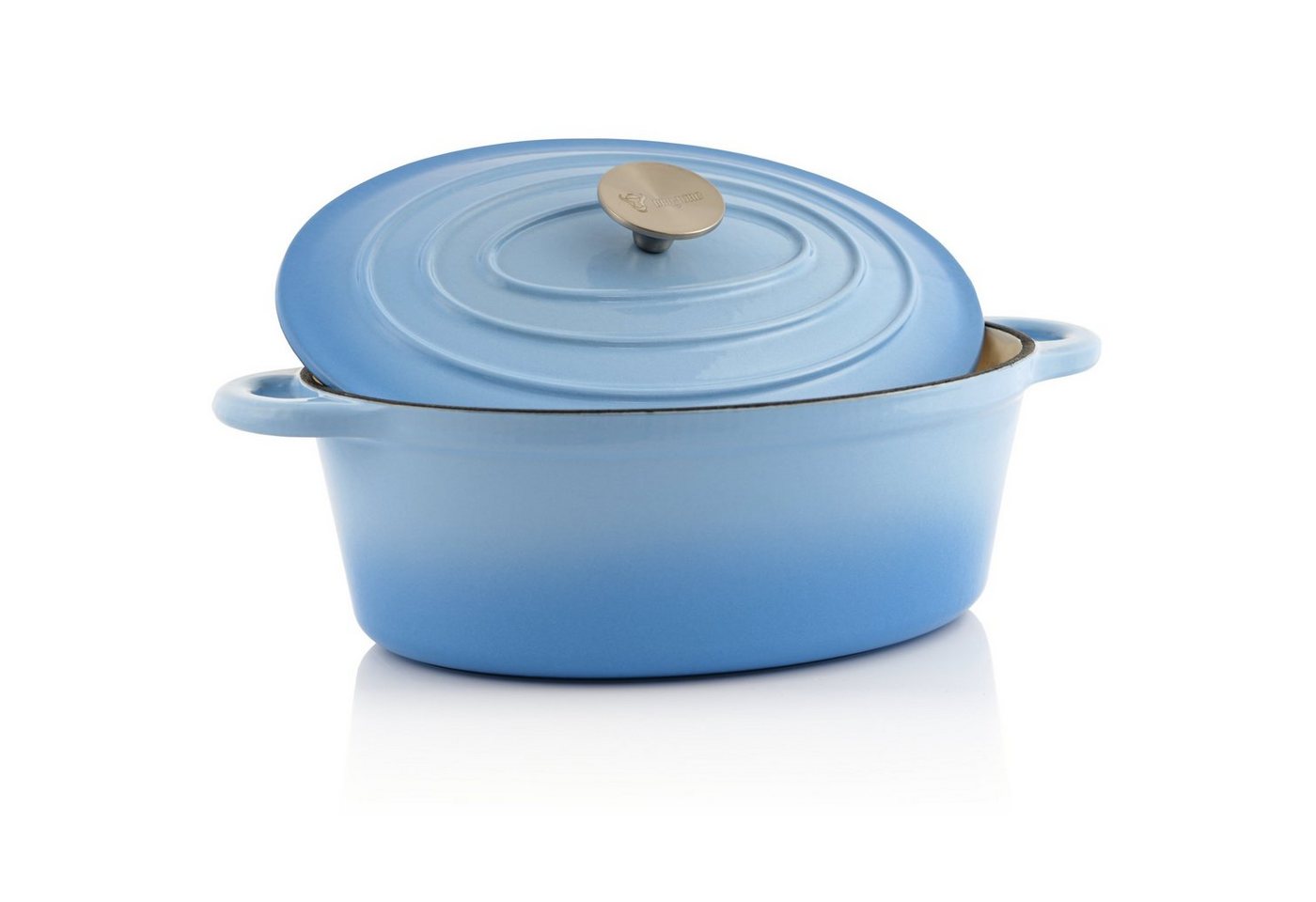 BBQ-Toro Bräter Gusseisen Cocotte, 4,3 Liter, blau, oval, Emaillierter Gusseisen Bräte, Gusseisen – Bild 3 von 5