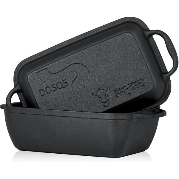 BBQ-Toro Bräter Gusseiserner Bräter mit Deckel 4,5 L, 2in1 Pfanne und Schmortopf, Gusseisen