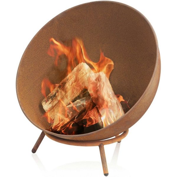 BBQ-Toro Feuerschale Ø 60cm, Rostoptik, Kippbare Outdoor Feuerstelle mit 3 Beinen, 3-in-1