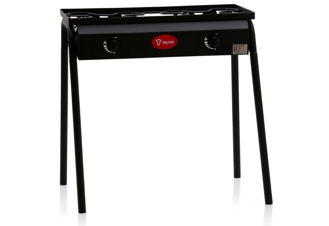 BBQ-Toro Gaskocher Gas Grilltisch mit Windschutz, Gusseisen Gaskocher 2 Brenner, 12kw – Bild 5 von 5