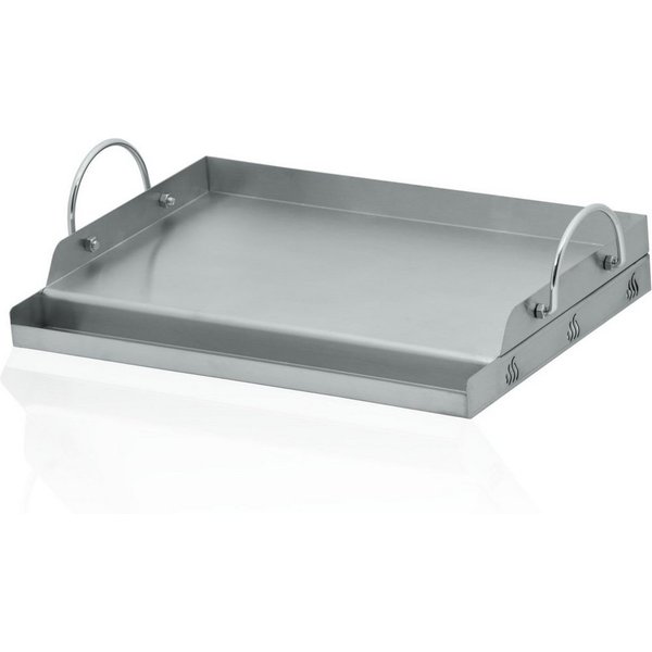 BBQ-Toro Grillplatte Edelstahl, 49,5 x 32 cm, BBQ Plancha für Holzkohle und Gasgrill