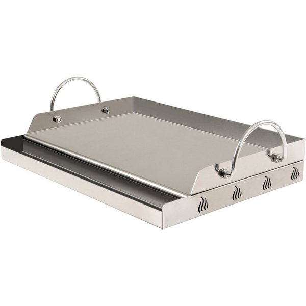 BBQ-Toro Grillplatte Edelstahl Grillplatte, 64 x 40,5 cm, BBQ Plancha, Mit Rinne für Bratreste und überschüssiges Öl