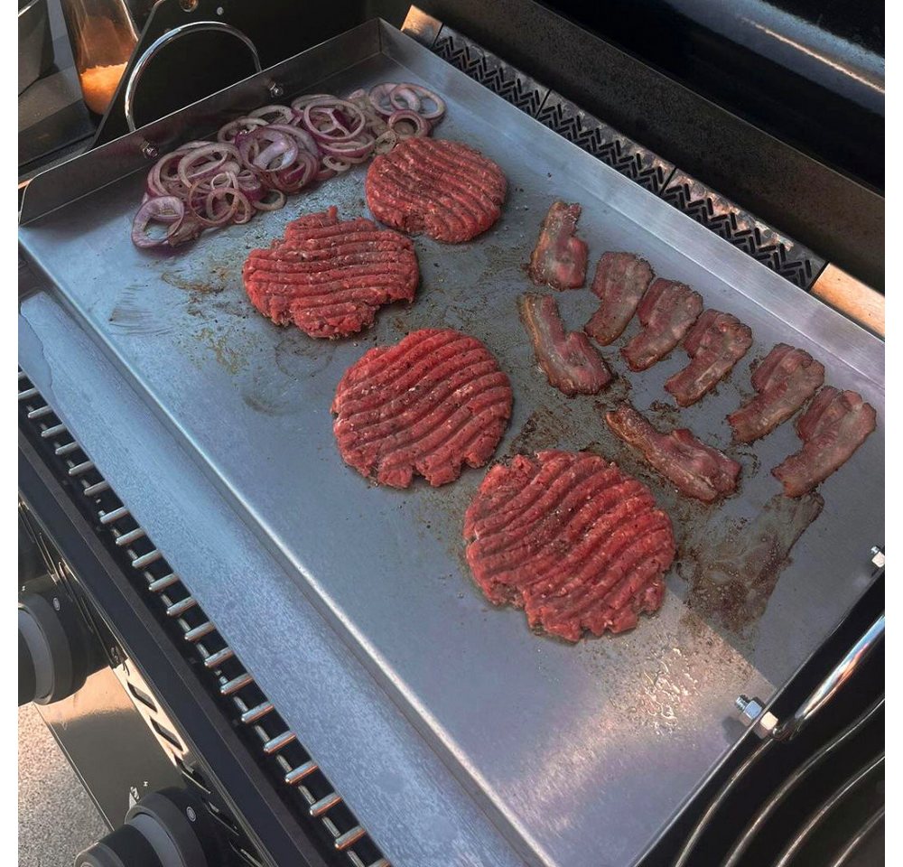 BBQ-Toro Grillplatte Edelstahl Grillplatte, 64 x 40,5 cm, BBQ Plancha, Mit Rinne für Bratreste und überschüssiges Öl – Bild 2 von 4