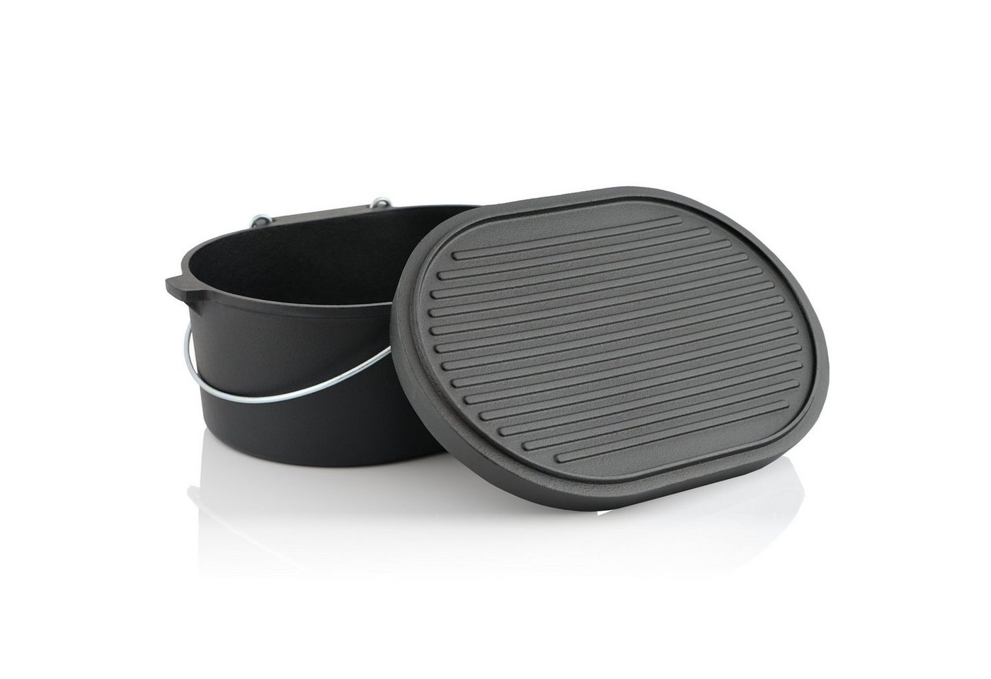 BBQ-Toro Grilltopf Dutch Oven 9,3 Liter, Gusseisen Kochtopf ohne Füße, eingebrannt, Gusseisen – Bild 2 von 2