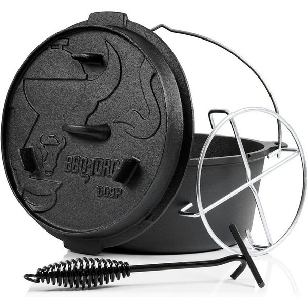 BBQ-Toro Grilltopf Dutch Oven DO9PX, 9,0 L Premium Gusseisen Kochtopf, Gusstopf, Gusseisen (4-tlg)