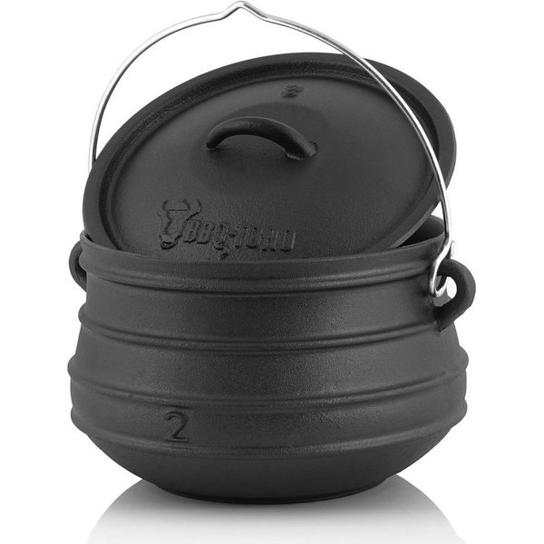 BBQ-Toro Grilltopf Potjie ca. 6 Liter, Südafrikanischer Kochtopf aus Gusseisen ohne Füße, Gusseisen