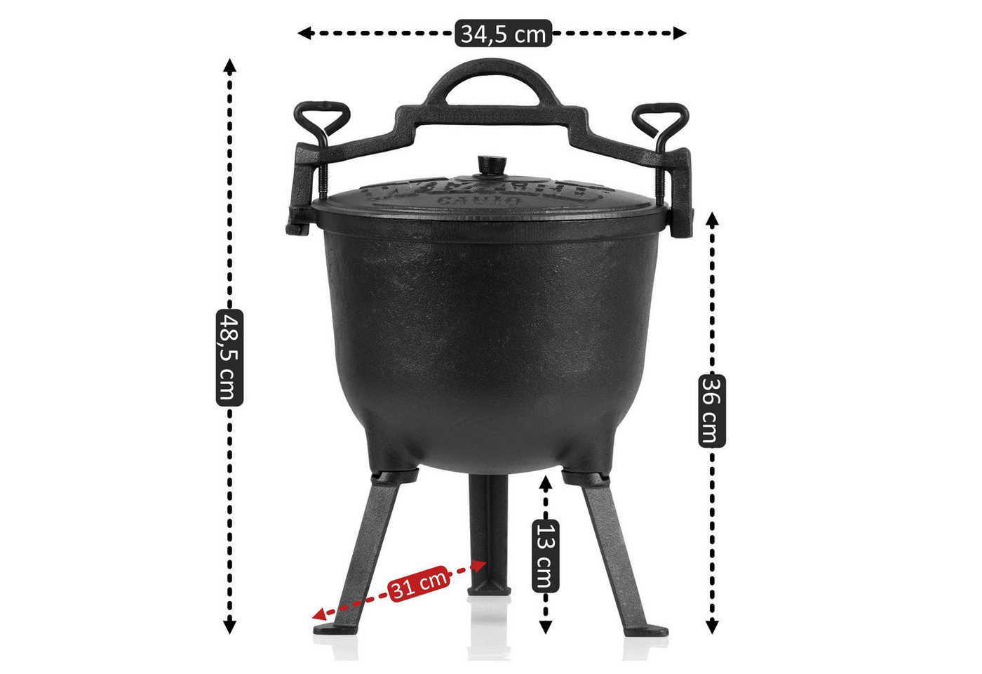 BBQ-Toro Grilltopf Zauberkessel "Wizard", 10 Liter, Gusseisen Kochtopf mit drei Beinen, D, Gusseisen – Bild 3 von 5
