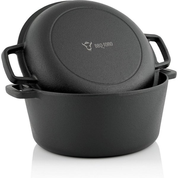 BBQ-Toro Schmortopf Gusseisen Topf 6,8 Liter, Schmortopf zum Kochen, Gusseisen