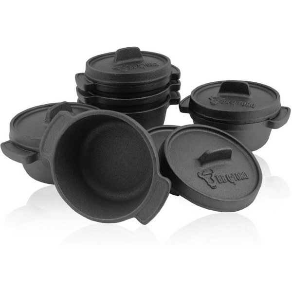BBQ-Toro Serviertopf Serviertöpfe Set (6-er Pack) Ø 11 cm Gusseisen Mini Gusstopf, Gusseisen