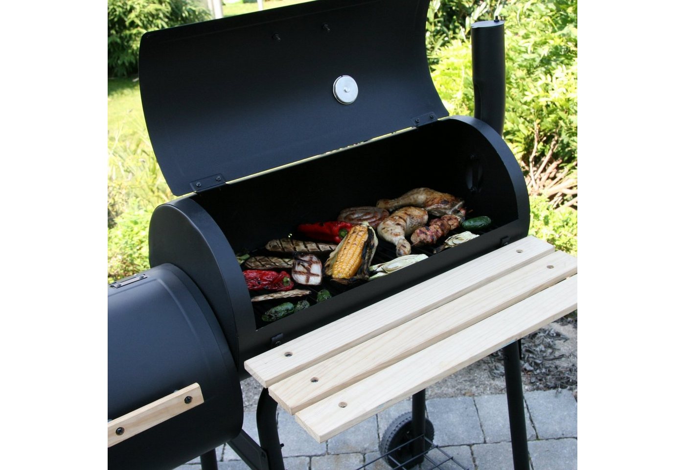 BBQ-Toro Smoker BBQ Smoker Grill, Holzkohle Grillwagen, Barbecue Holzkohlegrill mit Fe – Bild 2 von 5