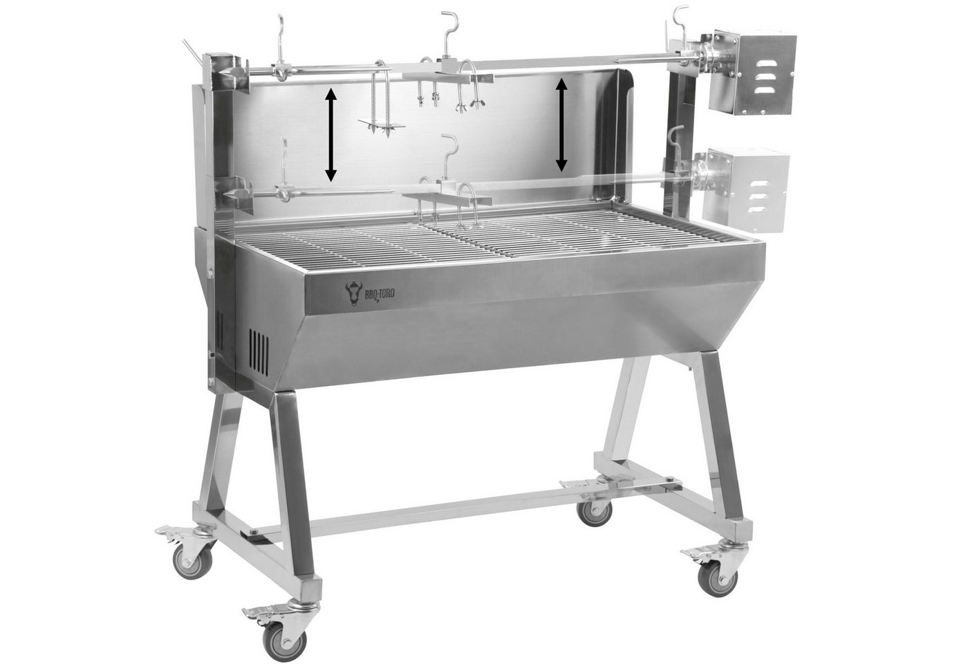 BBQ-Toro Spanferkelgrill Mobiler Edelstahl Spanferkelgrill, bis 60 kg, Rotisserie Grill, Höhenverstellbarer Grillspieß – Bild 3 von 5