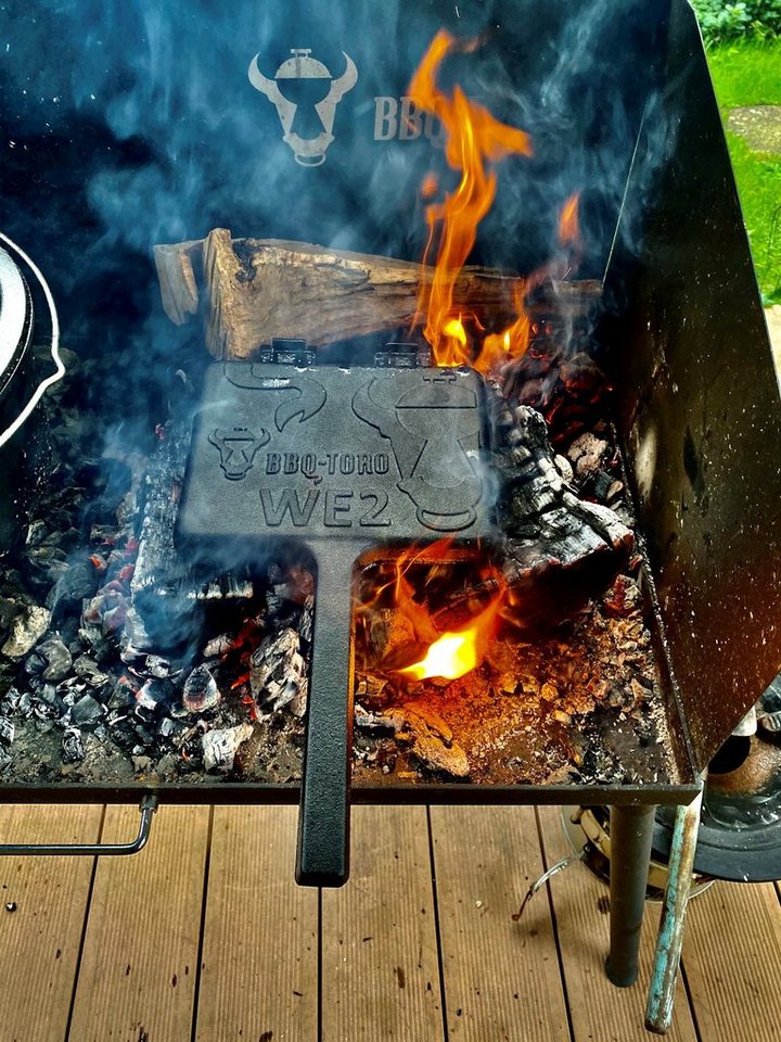 BBQ-Toro Waffeleisen Waffeleisen, Waffelmaker, Sandwicheisen, rechteckige Doppelform aus Gu – Bild 3 von 5