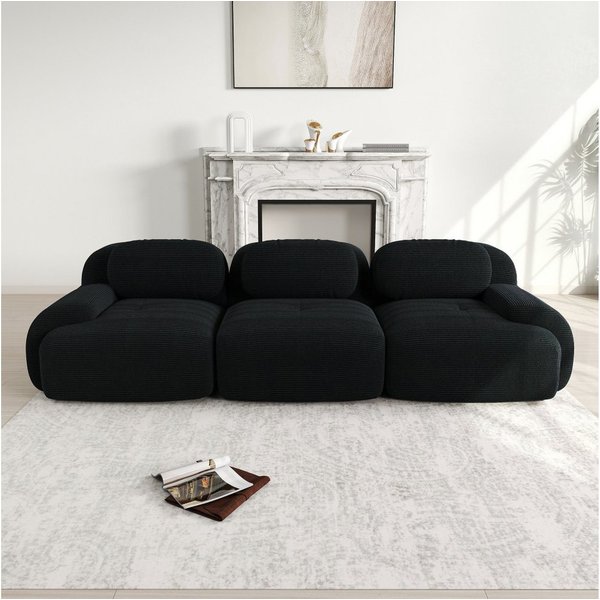 BBWL 3-Sitzer Sofa 298 x 103 x 70 cm, Cordstoff, modular und rahmenlos, 32D-Hochdichteschaum, weich gepolsterte Armlehnen