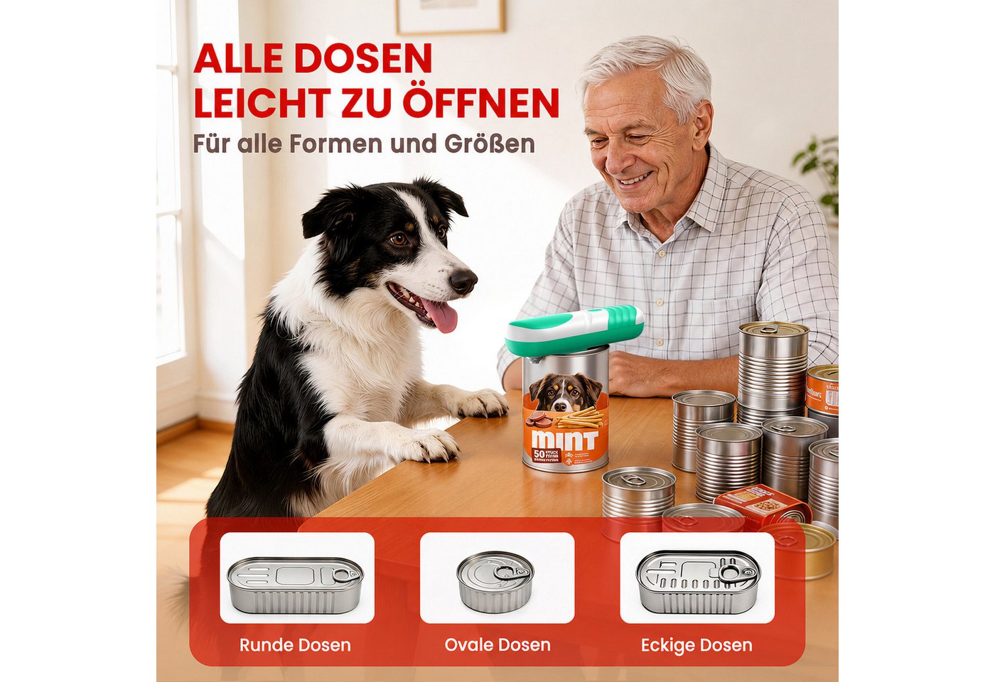 BBWL Elektrischer Dosenöffner freihändig, USB-C wiederaufladbar, für runde/ovale/eckige Dosen, sicher & hygienisch, automatische Abschaltung – Bild 5 von 5