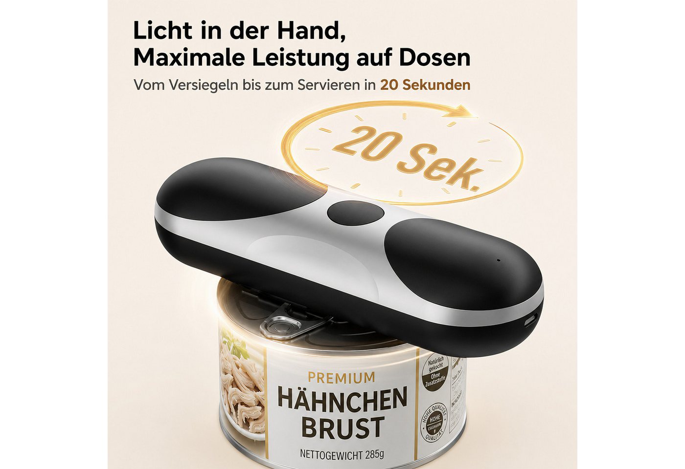 BBWL Elektrischer Dosenöffner Dosenöffner mit USB-C, 2000mAh Akku, freihändige Ein-Knopf-Bedienung, automatischer Stopp, keine scharfen Kanten – Bild 5 von 5