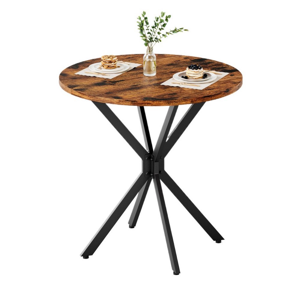 BBWL Esstisch Ø80 cm im Industrialstil mit X-Füßen, Küchentisch, Runder Esstisch für Homeoffice – Bild 2 von 5
