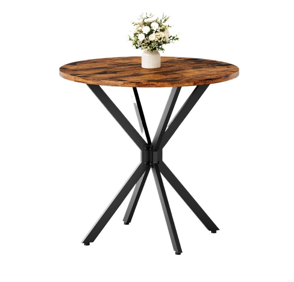 BBWL Esstisch Ø80 cm im Industrialstil mit X-Füßen, Küchentisch, Runder Esstisch für Homeoffice – Bild 3 von 5