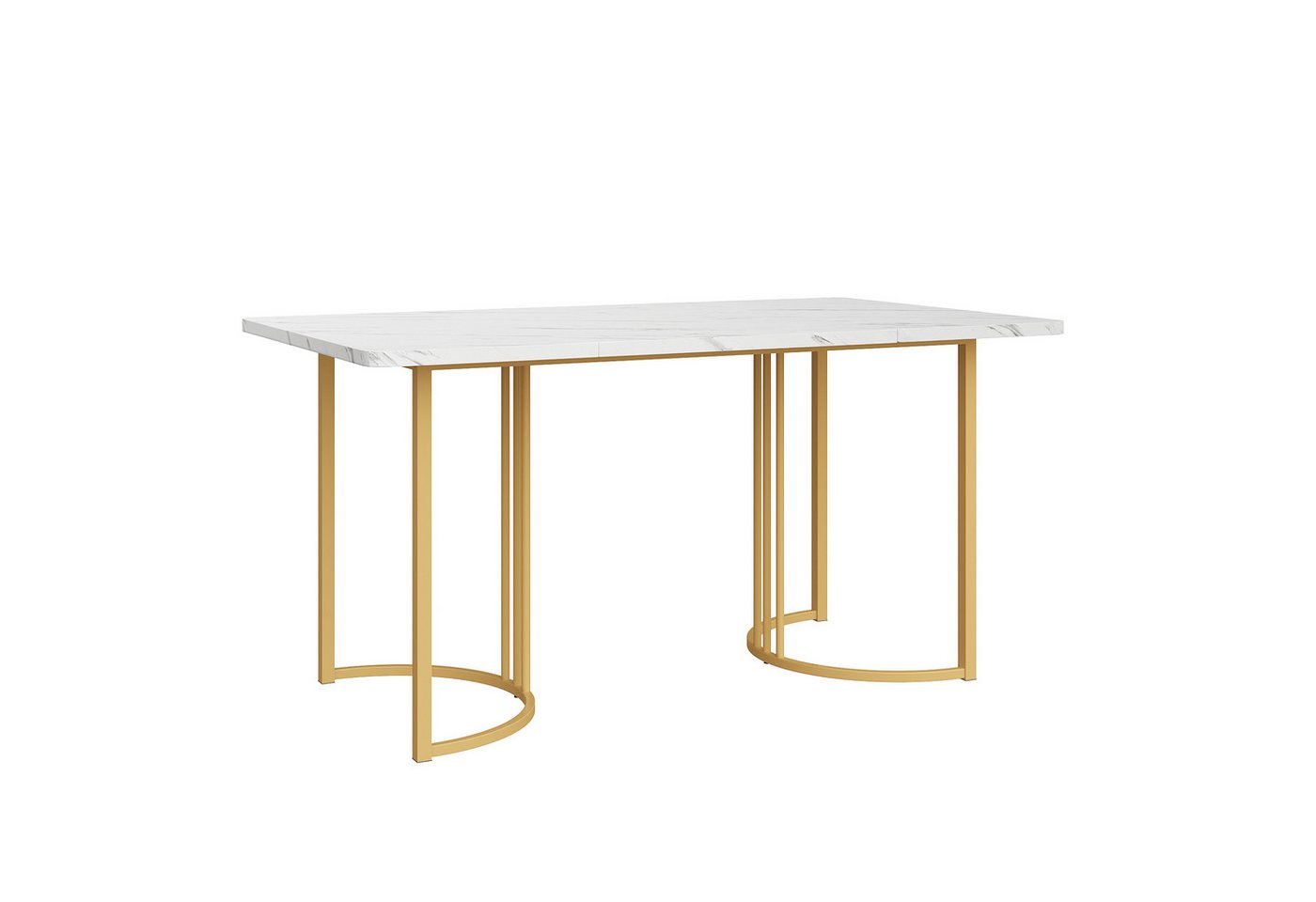 BBWL Esstisch Moderner Esstisch 140x80 cm mit MDF-Tischplatte im Marmor-Muster (rechteckiger Küchentisch mit robustem Metallgestell, verstellbaren Tischbeinen u – Bild 2 von 5