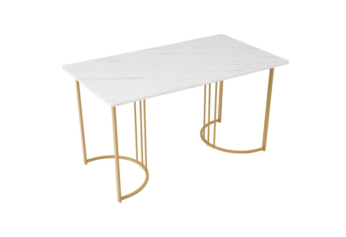 BBWL Esstisch Moderner Esstisch 140x80 cm mit MDF-Tischplatte im Marmor-Muster (rechteckiger Küchentisch mit robustem Metallgestell, verstellbaren Tischbeinen u – Bild 4 von 5