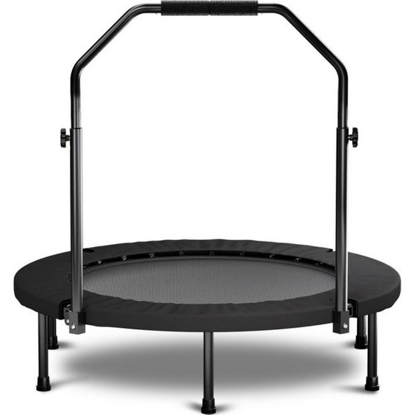 BBWL Fitnesstrampolin 101cm mit Griff höhenverstellbar Stahlrahmen Indoor Rebounder stabil, Ø 101 cm, Fitness Trampolin klappbar für Home Workout